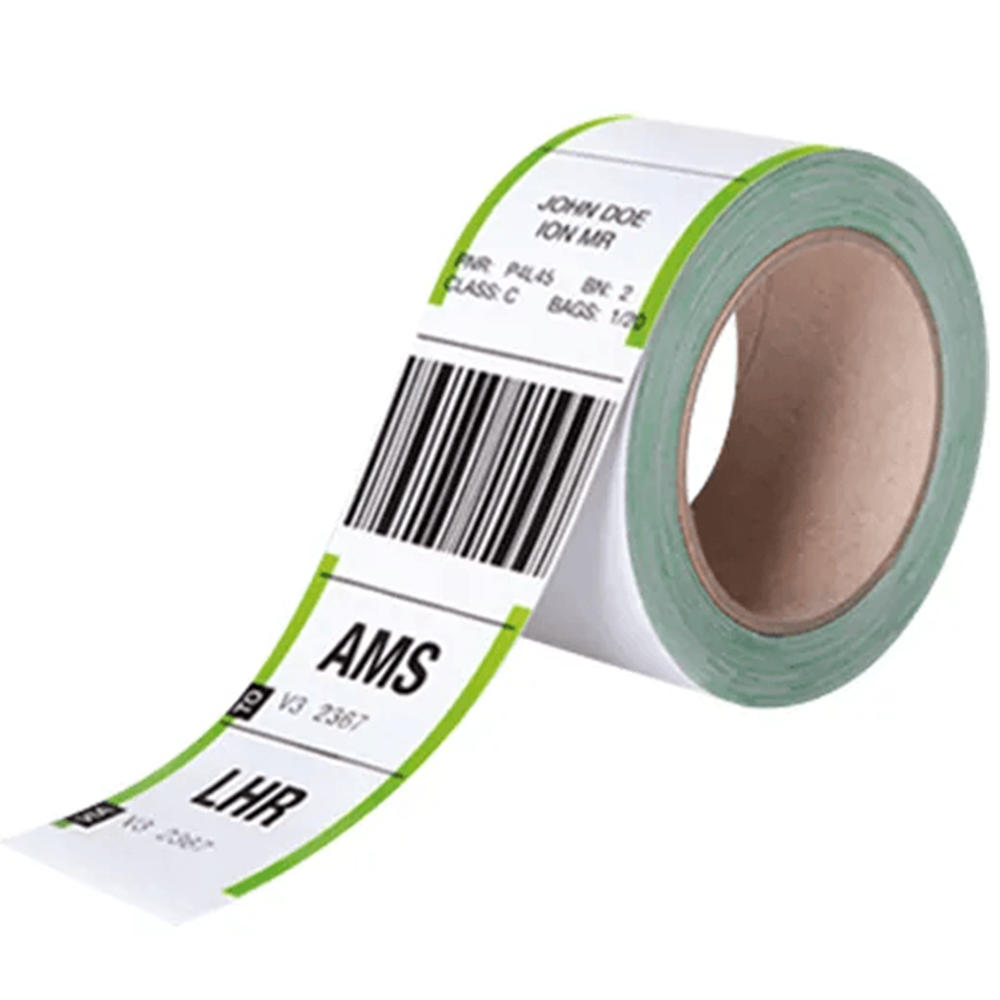 Airline baggage tags with barcode labels for tracking and logistics