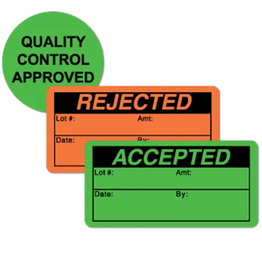 Quality control labels for inspection, tracking and production processes