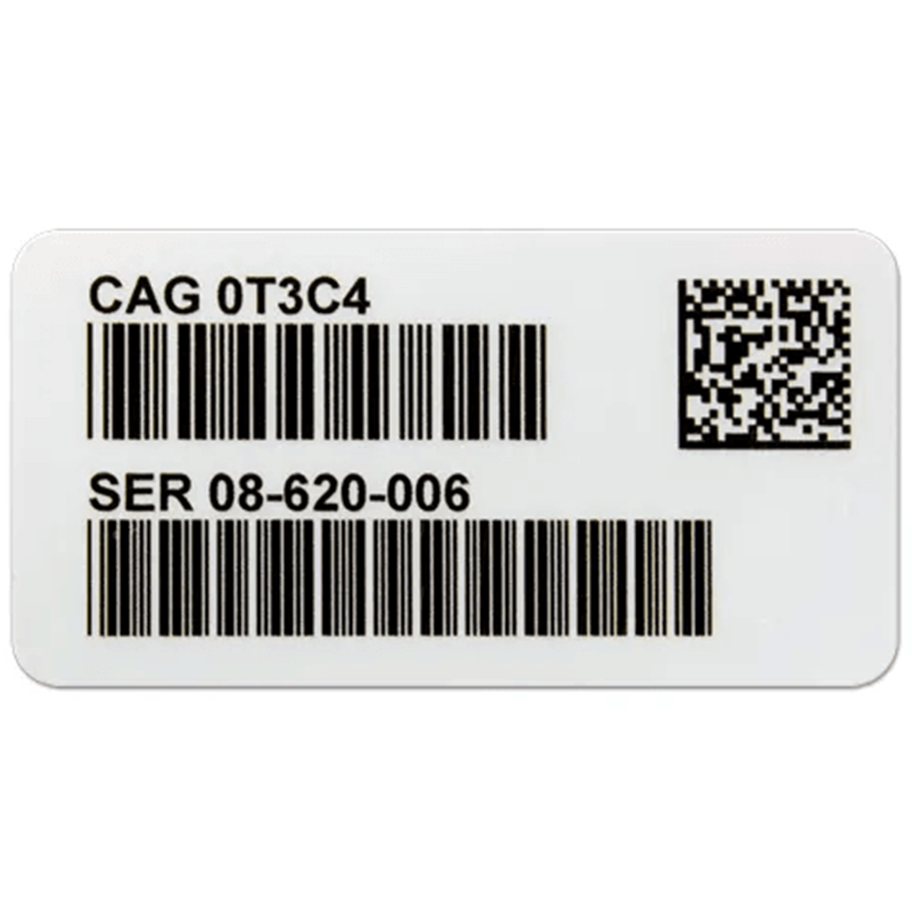 Serial number labels with variable data printing for tracking and identification